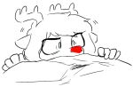  anthro antlers capreoline cervid female hiding horn mammal nervous red_nose reindeer rock rue_(the-minuscule-task) sketch solo the-minuscule-task 
