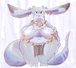  anthro big_breasts black_body black_fur breasts clothed clothing curvy_figure dragon ear_piercing female fur furred_dragon green_eyes grey_body grey_fur hi_res huge_breasts jewelry kiseff looking_at_viewer multicolored_body multicolored_fur navel necklace nipples overweight overweight_anthro overweight_female partially_clothed piercing short_stack solo standing thick_thighs topless voluptuous wide_hips 
