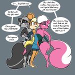  anthro big_butt big_penis bimbette breast_squish breasts butt dialogue female genitals group hi_res huge_butt lagomorph leporid lola_bunny looney_tunes male mammal mephitid nervous norithics penis rabbit seductive skunk squish text thick_thighs trapped warner_brothers 