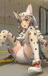  absurd_res accessory animal_humanoid blonde_hair cat_humanoid clothing diaper felid felid_humanoid feline feline_humanoid female footwear geoff_(kemono_friends) hair hair_accessory hair_bow hair_ribbon hi_res humanoid kemono_friends legwear long_hair looking_at_viewer mammal mammal_humanoid open_mouth ribbons shoes sitting solo thigh_highs unknown_artist yellow_eyes 