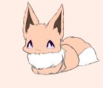  ambiguous_gender brown_ears dipstick_tail eevee feral fluffy fluffy_tail fur hi_res loaf multicolored_body multicolored_fur multicolored_tail neck_tuft nintendo pink_eyes pok&eacute;mon pok&eacute;mon_(species) simple_background smile snoiifoxxo solo tuft video_games white_body white_fur 