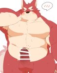  0119_muu 2021 anthro balls belly blush canid canine canis censored domestic_dog erection fur genitals kemono male mammal overweight overweight_anthro overweight_male penis red_body red_fur simple_background solo white_background 