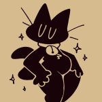  1:1 2021 4_fingers anthro bell collar digital_media_(artwork) domestic_cat eyes_closed felid feline felis fingers hands_on_hips male mammal monochrome nude simple_background solo squishy_(artist) star thick_thighs wide_hips 
