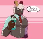  anthro baja_blast black_body black_fur bovid caprine clothing eyewear fur glasses goat grizzlybrew hair hi_res horn humor male mammal mountain_dew necktie solo suit tanngrisnir_(tas) tokyo_afterschool_summoners video_games white_hair 