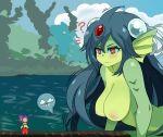  ... ? areolae colored_skin folait forehead_jewel giant giantess giga_mermaid green_skin harem_pants mermaid monster_girl nipples pants shantae_(character) shantae_(series) 