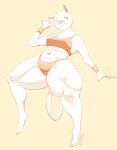  2021 abs anthro band-aid bandage bra breasts clothing curvy_figure domestic_cat felid feline felis female fist hourglass_figure kkoart looking_away mammal muscular muscular_anthro muscular_female muscular_thighs simple_background solo sports_bra thick_thighs underwear wide_hips 