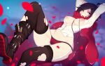  black_hair boots breasts cape nanoless nipples open_shirt panties ruby_rose rwby short_hair thighhighs torn_clothes underwear water 