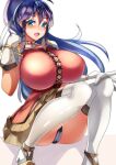  1girl absurdres alternate_breast_size blue_eyes blue_hair breasts dress fire_emblem fire_emblem:_the_sacred_stones fire_emblem_heroes gloves highres huge_breasts jewelry long_hair looking_at_viewer necklace open_mouth panties ponytail red_dress tagme tana_(fire_emblem) tea_texiamato thighhighs underwear white_gloves white_legwear 