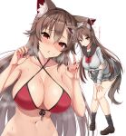  amagi_(amagi626) animal_ears bikini_top imaizumi_kagerou seifuku sweater swimsuits tail touhou 