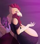  &lt;3 anthro avian big_breasts bird breasts chicken cleavage clothed clothing draconder female flower galliform gallus_(genus) hi_res huge_breasts hyper hyper_breasts liz_(draconder) non-mammal_breasts phasianid plant rose_(flower) solo yellow_body 