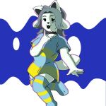  1:1 anthro breasts canid canine clothed clothing felid feline hair mammal simple_background tem temmie_(undertale) undertale video_games white_body xsandals 