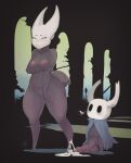  absurd_res anthro arthropod balls blush bodily_fluids breasts cum cumbread dialogue duo eyes_closed female genital_fluids genitals hi_res hollow_knight hornet_(hollow_knight) larger_female male male/female nipples nude penis protagonist_(hollow_knight) pussy size_difference smaller_male standing team_cherry text thick_thighs video_games wide_hips 