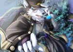  2021 anthro black_and_white_fur black_body black_fur blue_eyes canid canine canis clothed clothing digital_media_(artwork) eyewear fur glasses hat headgear headwear hi_res male mammal masanori multicolored_body multicolored_fur shimazanbagu solo tokyo_afterschool_summoners two_tone_body two_tone_fur video_games white_body white_fur 