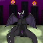  1:1 anthro blush breasts cum_leaking dragon ender_dragon female genitals hi_res jean? membrane_(anatomy) minecraft purple_pussy purple_sclera pussy scalie solo spiked_tail spikes spikes_(anatomy) tongue tongue_out unknown_artist video_games 