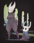  absurd_res anthro arthropod balls blush breasts cumbread dialogue duo eyes_closed female genitals hi_res hollow_knight hornet_(hollow_knight) larger_female male male/female nipples nude penis protagonist_(hollow_knight) pussy size_difference smaller_male standing team_cherry text thick_thighs vessel_(species) video_games wide_hips 