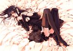  bed black_hair black_legwear breasts feet gothic legs long_hair long_legs lying medium_breasts ooyari_ashito original panties pantyshot pantyshot_(lying) solo thighhighs thighs underwear 