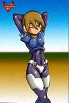  aile blush breasts capcom midriff panties rockman short_hair spandex underwear uniform 