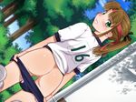  1girl ass bloomers blush green_eyes kiriyama_taichi long_hair maid_in_heaven nagisa nagisa_(maid_in_heaven) solo uncensored underwear 
