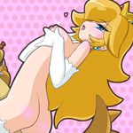  1girl ass bestiality blonde_hair blue_eyes blush bowser breasts cowgirl_position crown earrings elbow_gloves girl_on_top gloves heart jewelry long_hair lowres naked nintendo nipples nude peach polka_dot polka_dot_background princess_peach pussy_juice saliva sex solo_focus straddling super_mario_bros. tears thighhighs vaginal 