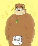  2021 5:6 anthro belly blush brown_body brown_fur censored eyewear fur glasses hi_res humanoid_hands kemono male mammal moobs nipples overweight overweight_anthro overweight_male pomo_oto solo tokyo_afterschool_summoners ursid video_games volos 