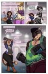  &lt;3 &lt;3_eyes anthro big_butt bleats bulge butt comic dialogue dumbbell duo english_text exercise felid genital_outline girly group headphones hi_res male mammal pantherine penis_outline text tiger weightlifting weights wide_hips workout 