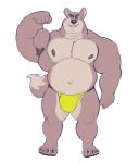  absurd_res armpit_hair belly big_cheeks body_hair bulge canid canine canis clothing dewlap_(anatomy) double_chin flexing flexing_bicep grin hi_res looking_at_viewer male mammal musclegut muscular muscular_male navel nipples paws pecs smile solo tcw underwear wolf 