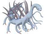  2020 ambiguous_gender black_eyes blue_body digital_drawing_(artwork) digital_media_(artwork) dot_eyes feral hallucigenia lobopod marine multi_leg multi_limb simple_background solo sounder1995-2 spikes spikes_(anatomy) spines tentacles white_background worm xenusiid 