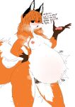  2020 anthro areola armpit_hair belly big_belly big_breasts black_eyes black_nose blush bodily_fluids body_hair breasts canid canine crotch_tuft ear_piercing ear_ring female fox free_use front_view fur gloves_(marking) hair hand_on_hip herbivore_high_school hi_res hoho_(herbivore_high_school) inner_ear_fluff jewelry kemono korean_text looking_at_viewer mammal markings multicolored_body multicolored_fur navel navel_piercing nipple_piercing nipples nude open_mouth opqhlak orange_body orange_fur orange_hair outie_navel pawpads piercing portrait pregnant pubes simple_background solo solo_focus standing steam sweat text three-quarter_portrait tongue translated tuft unborn_kicking white_background white_body white_fur wide_hips 