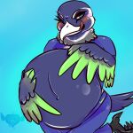  1:1 2015 4_toes abdominal_bulge accipitriform after_vore anisodactyl anthro anthro_pred avian beak_lick belly big_belly bird bird_feet black_claws blitz_the_seahawk blue_background blue_body blue_feathers blush bottomwear claws clothed clothing digital_media_(artwork) feather_hands feathered_wings feathers feet front_view furgonomics green_body green_eyes green_feathers grey_body grey_feathers hand_on_stomach holding_belly jersey kneeling licking licking_lips licking_own_beak licking_own_lips looking_at_viewer lovespell male male_pred mascot multicolored_body multicolored_feathers navel nfl one_eye_closed oral_vore osprey pink_tongue scutes seahawk seattle_seahawks self_lick signature simple_background soft_vore solo tail_clothing tail_feathers talons toe_claws toes tongue tongue_out topwear vore watermark white_beak white_body white_feathers wings wink 