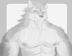  abs anthro beard biceps canid canine canis facial_hair fur grey_body grey_fur hi_res hoang_nguyen law_(sdorica_sunset) male mammal muscular muscular_anthro muscular_male nipples pecs sdorica shirtless solo wolf yellow_eyes 
