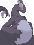  anthro belly big_belly black_body black_scales fupa hi_res holding_belly k_busho legendary_pok&eacute;mon lugia nintendo overweight pok&eacute;mon pok&eacute;mon_(species) red_eyes scales shadow_lugia shadow_pok&eacute;mon solo video_games 