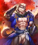  abs anthro barazoku biceps black_nose canid canine canis clothing digital_media_(artwork) fur fuwayuuko hi_res kemono male mammal muscular muscular_anthro muscular_male pecs solo wolf 