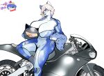  absurd_res big_breasts breasts catsuit_(disambiguation) cleavage clothed clothing female hair hi_res huge_breasts hyper hyper_breasts invalid_tag lips motorcycle motorcycle_helmet silver_hair simple_background solo thick_lips vehicle wffl_(artist) 