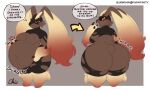  2021 3_toes anthro belly big_belly big_breasts big_butt biped black_sclera blush breasts brown_body brown_fur butt curvy_figure digital_media_(artwork) english_text eyelashes feet female fur hand_on_stomach huge_butt huge_hips huge_thighs hybrid hyper hyper_belly lucario mammal mega_evolution mega_lopunny multicolored_body multicolored_fur navel nekocrispy nintendo open_mouth orange_eyes overweight overweight_anthro overweight_female penelope_(justkindofhere) pok&eacute;mon pok&eacute;mon_(species) pok&eacute;morph rear_view red_body red_fur rumbling_stomach solo speech_bubble standing stuffing teeth text thick_thighs toes video_games voluptuous weight_gain wide_hips yellow_body yellow_fur 