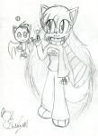  absurd_res chao_(sonic) female hair hi_res long_hair paws scarf sketch sonic_the_hedgehog_(series) traditional_media_(artwork) 