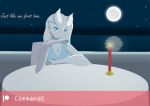  anthro candle candle_light clothed clothing commandg date female legendary_pok&eacute;mon looking_at_viewer moon nintendo pok&eacute;mon pok&eacute;mon_(species) reshiram solo text video_games 