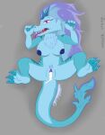  absurd_res anthro blue_body bodily_fluids cum cum_in_pussy cum_inside disney dragon female genital_fluids hair hi_res long_hair long_tail looking_at_viewer raya_and_the_last_dragon simple_background sisu_(ratld) solo spread_legs spreading 