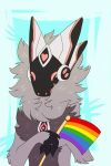  &lt;3 anthro claws cybernetics flag fur hair lgbt_pride looking_at_viewer machine male pride_(disambiguation) pride_colors primagen rainbow_flag rainbow_pride_flag rainbow_symbol robot screen screen_face solo stiltpup uwu 