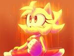  2018 accessory amy_rose anthro aura breasts clothed clothing dress eulipotyphlan eyelashes female gloves glowing hair_accessory hairband handwear hedgehog mammal mangaanonymous red_clothing red_dress red_eyes sky smile solo sonic_the_hedgehog_(series) star starry_sky super_form video_games 