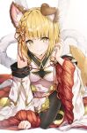  1girl animal_ears blonde_hair dog_ears granblue_fantasy hyouta_(yoneya) short_hair tail vajra_(granblue_fantasy) yellow_eyes 