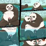  2021 anthro anthro_on_anthro ari_guardian balls black_body black_fur black_nose blush bodily_fluids comic cum cum_on_face dialogue dreamworks duo english_text erection eyes_closed father father_and_child father_and_son fur genital_fluids genitals giant_panda hi_res humanoid_genitalia humanoid_hands humanoid_penis incest_(lore) kung_fu_panda li_shan_(kung_fu_panda) licking male male/male mammal master_po_ping nipples outside overweight overweight_male parent parent_and_child penis son text tongue tongue_out ursid water white_body white_fur 