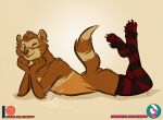  anthro blep clothing domestic_ferret legwear male mammal mustela mustelid musteline nicnak044 one_eye_closed pinup pinup_pose pose solo stockings tongue tongue_out true_musteline wink 