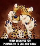  arven92_(artist) cheetah english_text eyes_closed felid feline hand_sign hi_res humor male mammal meme profile profile_picture semi-anthro signature simple_background text 