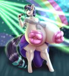 2021 5_fingers absurd_res anthro areola big_breasts big_nipples blues64 breasts clothing coloratura_(mlp) detailed_background earth_pony equid equine eyebrows eyelashes female fingers friendship_is_magic green_eyes hair hasbro hi_res holding_microphone holding_object horse huge_breasts hyper hyper_breasts mammal microphone mr.pink my_little_pony nipple_mouth nipples open_mouth pony purple_hair purple_tail solo standing teeth tongue 