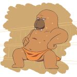  anthro bodily_fluids clothed clothing hi_res male mammal marine odd_taxi odokawa_(odd_taxi) pinniped sauna slightly_chubby solo sweat towel walrus 