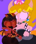  animal_humanoid big_breasts blonde_hair blue_eyes bowsette_meme breasts cleavage clothed clothing crown demon dress ear_piercing ear_ring evil_mario female hair hi_res horn humanoid male mario mario_bros meme nintendo piercing ponytail purple_background red_body red_sclera red_skin reptile reptile_humanoid scalie scalie_humanoid simple_background super_crown super_fighter_m-all_star tongue tongue_out turtle_humanoid uticahdoesart video_games wide_hips wings 