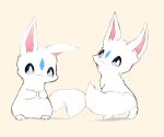  ambiguous_gender anthro blue_eyes blue_sclera duo feet fluffy fluffy_tail fur hi_res mammal markings markings_(fur) paws simple_background smile snoiifoxxo white_background 