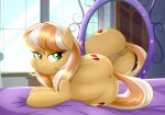  absurd_res anus bedroom_eyes big_butt butt cutie_mark equid equine fan_character female feral genitals hi_res horse lying mammal mirror my_little_pony narrowed_eyes on_side pony pussy rainbownspeedash reflection seductive smile solo 