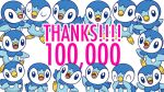  blue_eyes closed_eyes commentary_request gen_4_pokemon head_tilt looking_at_viewer milestone_celebration multiple_views no_humans number official_art open_mouth piplup pokemon pokemon_(creature) prj_pochama simple_background smile standing starter_pokemon thank_you tongue white_background 
