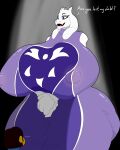  2021 absurd_res anthro big_breasts boss_monster bovid breasts caprine clothed clothing duo english_text eyebrows female fingers fur goat hi_res huge_breasts human hyper hyper_breasts larger_female long_ears male mammal mature_anthro mature_female nipple_outline open_mouth protagonist_(undertale) purple_clothing purple_eyes signature size_difference smaller_male stemingbunbun teeth text tongue toriel undertale video_games white_body white_fur 